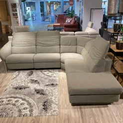 Ecksofa 1924 Stoff Q2 Fashion Rauch Grau Füße Aluminium Mit Elektrischen Verstellungen