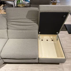 Ecksofa 1924 Stoff Q2 Fashion Rauch Grau Füße Aluminium Mit Elektrischen Verstellungen