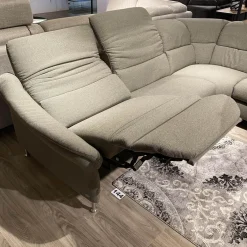 Ecksofa 1924 Stoff Q2 Fashion Rauch Grau Füße Aluminium Mit Elektrischen Verstellungen