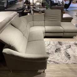 Ecksofa 1924 Stoff Q2 Fashion Rauch Grau Füße Aluminium Mit Elektrischen Verstellungen