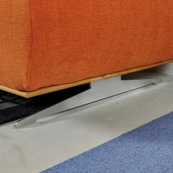 Ecksofa 4300 Stoff Vincent Soft Terra Orange Sichtrahmen Wildeiche Geölt Fuß Metallkufe Edelstahlfarbig Mit Hocker