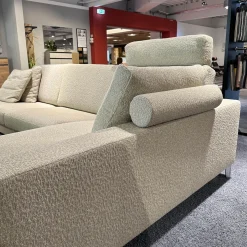 Ecksofa 05550003 XC Stoff 19 Serra 2041 02 Beige Grau Metallfuß 57 Matt Chrom