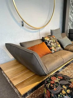 Ecksofa Akito Leder Rhino Elefant 2399 63 Braun Grau Plattform Wildeiche Füße Stahl Schwarz Pulverbeschichtet