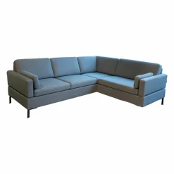 Ecksofa Alba all in one Stoff 4491-60 Hellblau Füße Metall Schwarz Lackiert