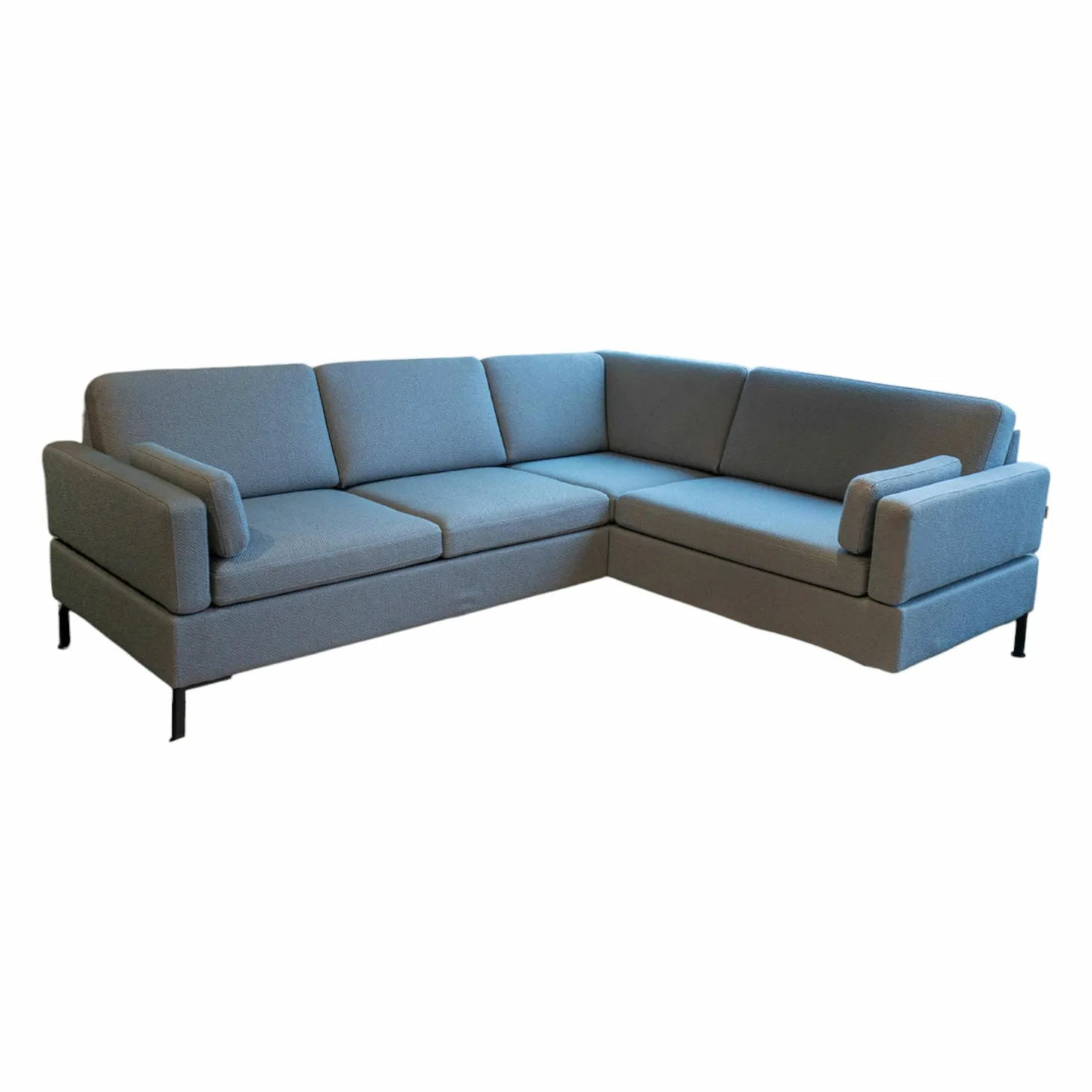Ecksofa Alba all in one Stoff 4491-60 Hellblau Füße Metall Schwarz Lackiert
