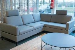 Ecksofa Alba all in one Stoff 4491-60 Hellblau Füße Metall Schwarz Lackiert