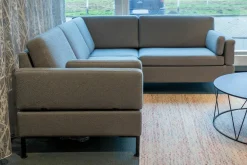 Ecksofa Alba all in one Stoff 4491-60 Hellblau Füße Metall Schwarz Lackiert