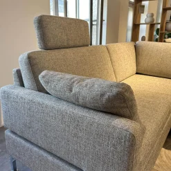 Ecksofa Alba Bezug Stoff 2480 45 Grau Abziehbar Winkelfuß Verchromt Glänzend Mit Klappbarem Armteil
