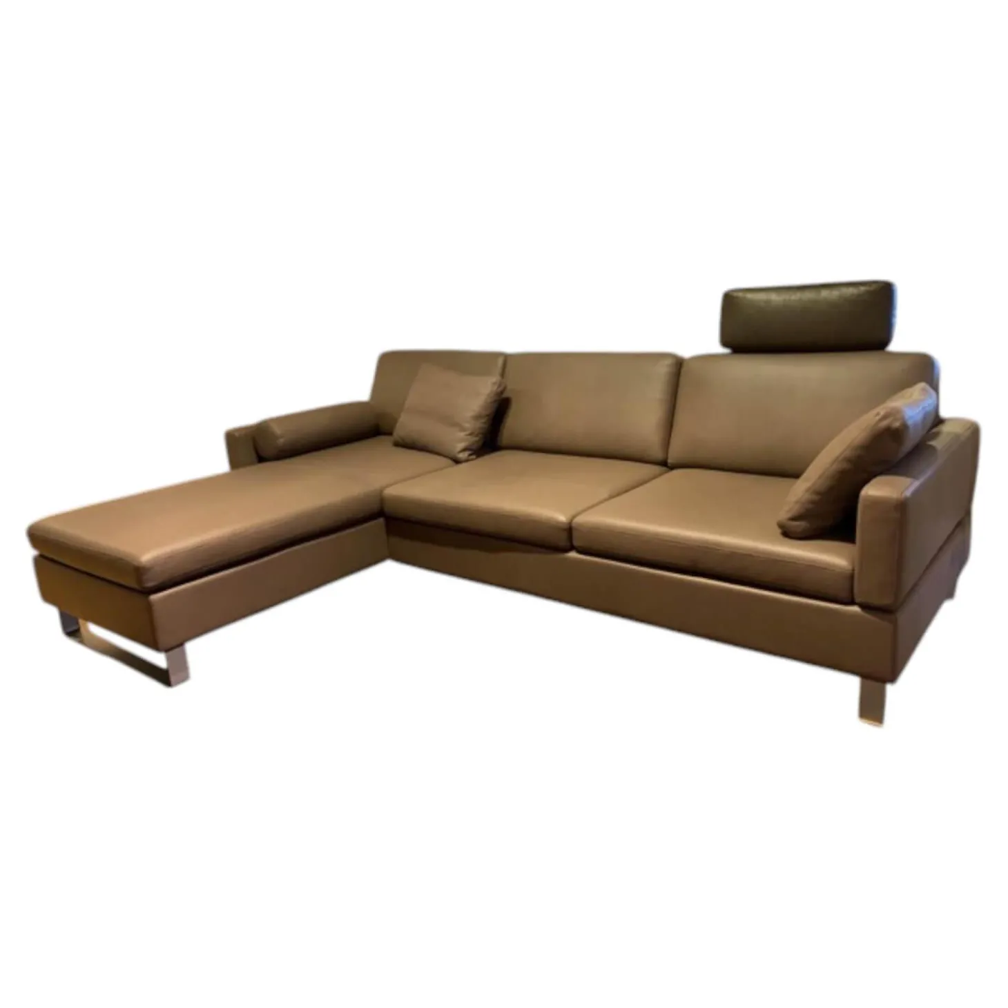Ecksofa Alba System M Leder Pearl 85 Schlammgrau