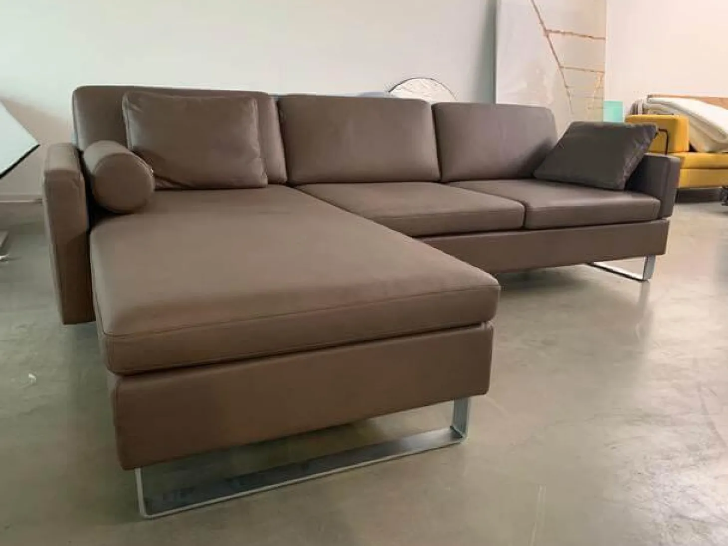 Ecksofa Alba System M Leder Pearl 85 Schlammgrau