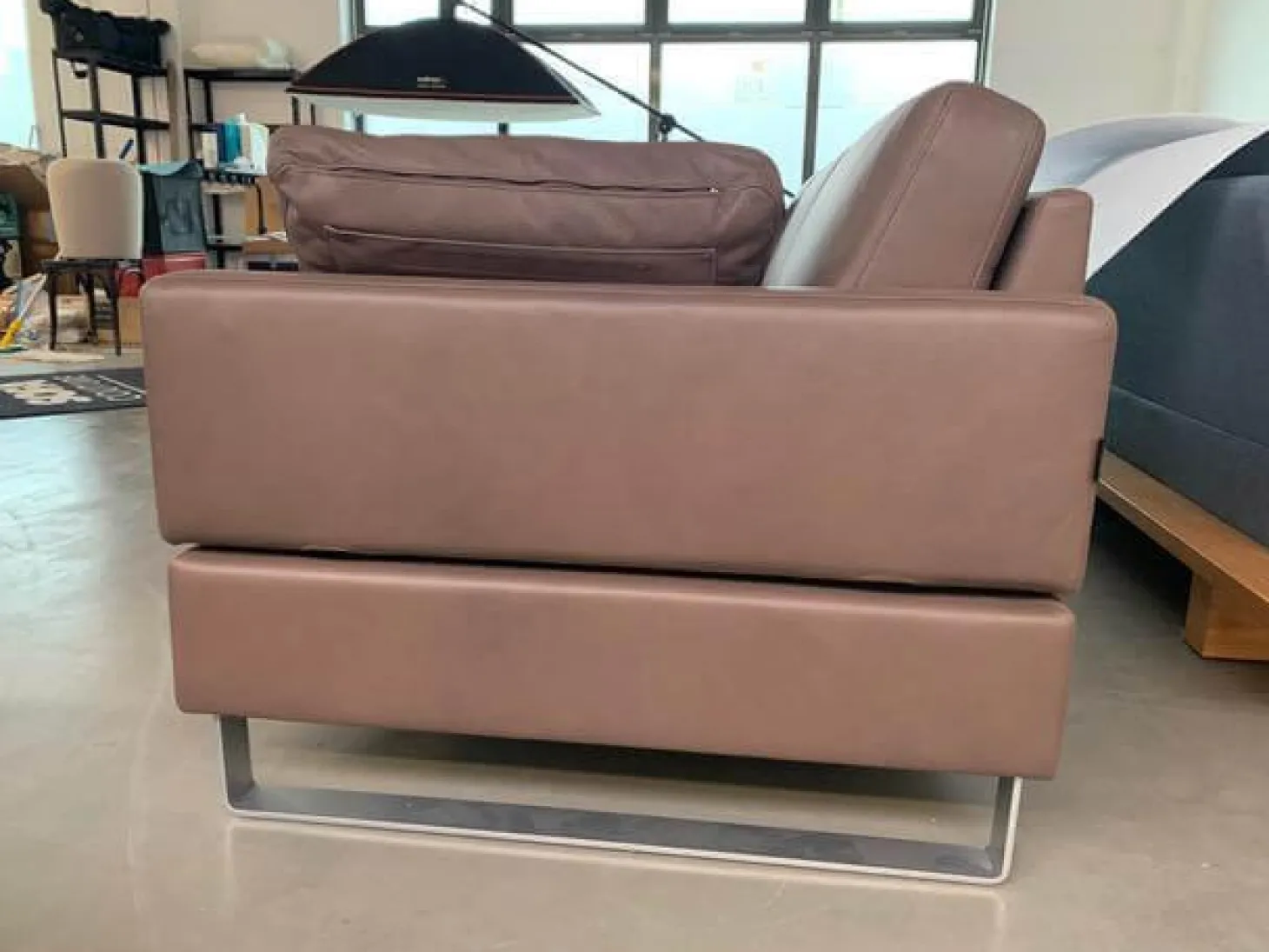 Ecksofa Alba System M Leder Pearl 85 Schlammgrau
