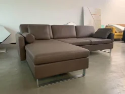Ecksofa Alba System M Leder Pearl 85 Schlammgrau