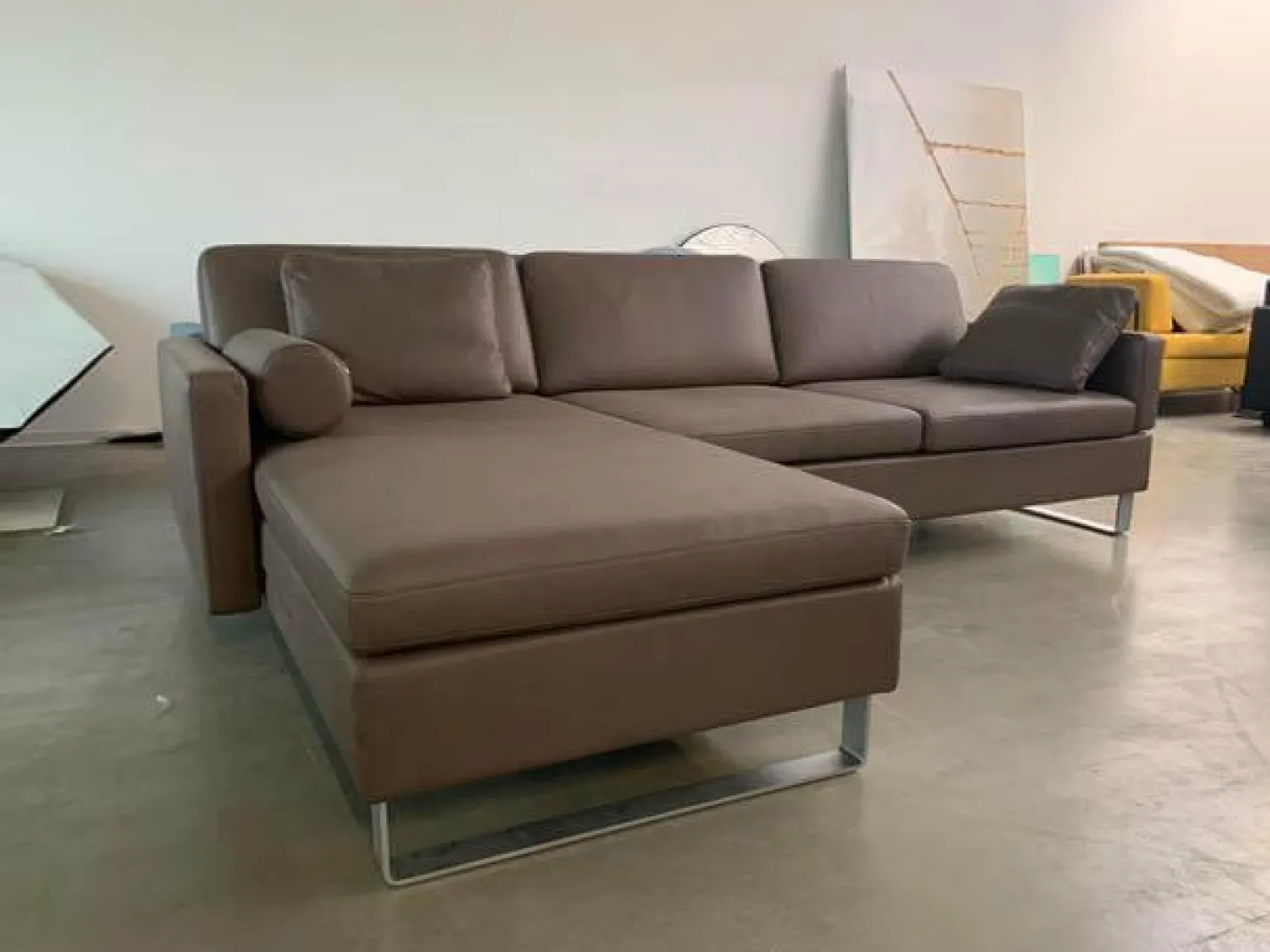 Ecksofa Alba System M Leder Pearl 85 Schlammgrau