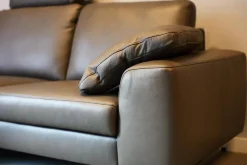 Ecksofa Alexx Leder Longlife Xtra 95 Graphit Grau Metallfuß F7T Chrom Mit Kissen Und Kopfstütze