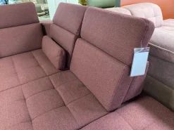 Ecksofa Alicante Stoff Portofino Bordeaux Rot Füße Metall Chrom Mit Schlaffunktion Und Nierenkissen