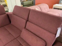 Ecksofa Alicante Stoff Portofino Bordeaux Rot Füße Metall Chrom Mit Schlaffunktion Und Nierenkissen