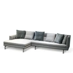 Ecksofa Amber Stoff Kvadrat Canvas 2 124 Hellgrau Kufe Chrom Glänzend Inklusive 6 Kissen Mit Verstellbarem Rücken