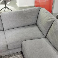 Ecksofa Andria Stoff Kairo 90 Grau Eiche Dunkel Geräuchert Mit Holzablage