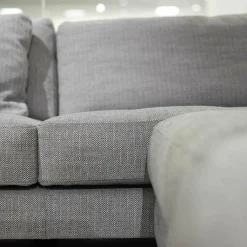 Ecksofa Andria Stoff Kairo 90 Grau Eiche Dunkel Geräuchert Mit Holzablage