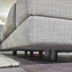 Ecksofa Andria Stoff Kairo 90 Grau Eiche Dunkel Geräuchert Mit Holzablage