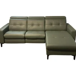 Ecksofa Anna Leder Batick Thymian Grün mit Verstellfunktionen