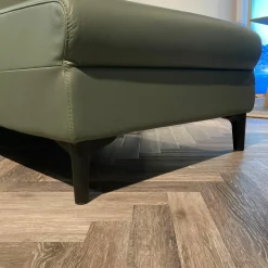 Ecksofa Anna Leder Batick Thymian Grün mit Verstellfunktionen