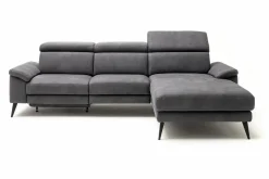 Ecksofa Anna-B Stoff Deluxe Steel 44 Grau Füße Metall Schwarz mit Verstellfunktionen