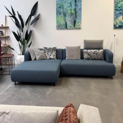 Ecksofa Aoyama Stoff 5275 61 Blau Füße Schwarz Mit Kissen