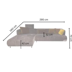 Ecksofa Aoyama Stoff 4401 0205 Grau Gestell Metall Schwarz Pulverbeschichtet Inklusive Hocker Und 5 Kissen
