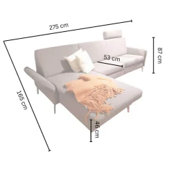 Ecksofa Arima N Stoff Chicago Taupe Grau Braun Fuß F151 Chrom Inklusive Motorischer Verstellungen