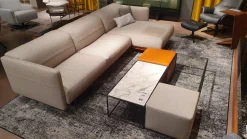 Ecksofa Arloth High Bezug Stoff Plaza 003 Beige Grau Gestell Leder Braun Orange Füße Schwarz Metall Inklusive Poufs Und Couchtische