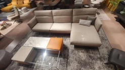 Ecksofa Arloth High Bezug Stoff Plaza 003 Beige Grau Gestell Leder Braun Orange Füße Schwarz Metall Inklusive Poufs Und Couchtische