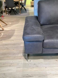 Ecksofa Barolo Stoff Relax 66 Graphite Grau mit 2 Kopfstützen