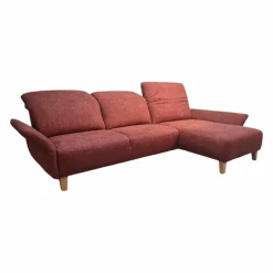 Ecksofa BelAmi Stoff Lugo 31 Marsala Rot Füße Eiche Geölt
