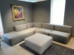 Ecksofa Belt Stoff Gemma Titanio D170 Marine Iron Grau mit Hocker