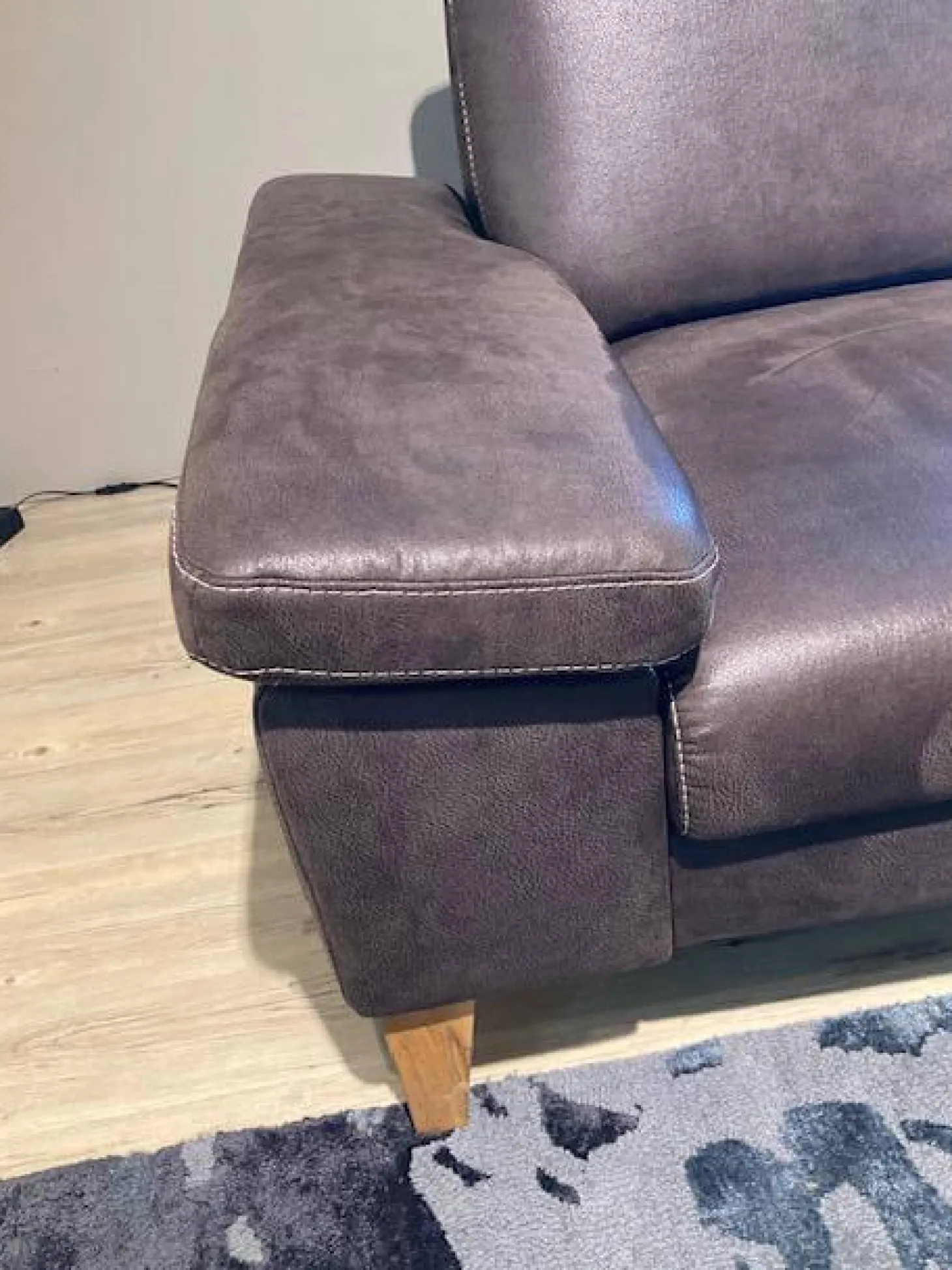 Ecksofa Benson Stoff Relax 123 Espresso Braun Füße Braun Geölt