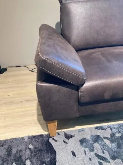 Ecksofa Benson Stoff Relax 123 Espresso Braun Füße Braun Geölt