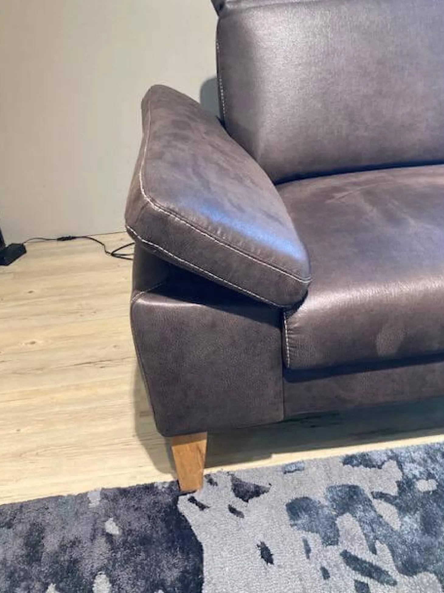 Ecksofa Benson Stoff Relax 123 Espresso Braun Füße Braun Geölt