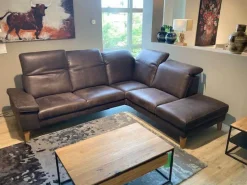 Ecksofa Benson Stoff Relax 123 Espresso Braun Füße Braun Geölt