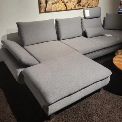 Ecksofa Bergamo Stoff III Grau Winkelfuß Metall Inklusive Kopfstützen Und Sitztiefenverstellung