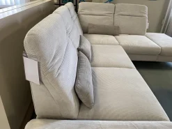 Ecksofa Breda Cord Stoff Rebbit Silver Silber Füße Schwarz Matt Inklusive Verstellungen Und Nierenkissen