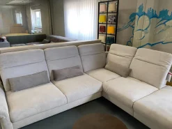 Ecksofa Breda Cord Stoff Rebbit Silver Silber Füße Schwarz Matt Inklusive Verstellungen Und Nierenkissen