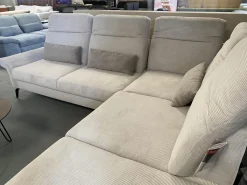 Ecksofa Breda Cord Stoff Rebbit Silver Silber Füße Schwarz Matt Inklusive Verstellungen Und Nierenkissen