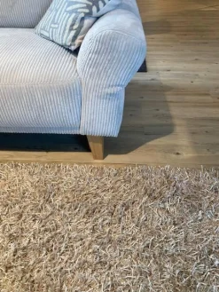 Ecksofa Bronx Stoff Cord 196 Shell Grau Füße Massivholz Geölt