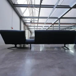 Ecksofa Bundle 630 Bezug Leder Ascot Black Metallgestell Schwarz