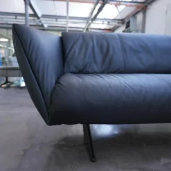 Ecksofa Bundle 630 Bezug Leder Ascot Black Metallgestell Schwarz