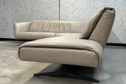 Ecksofa Bundle 630 Leder Rodeo Soft 1417 Pebble Grau Beige Gestell Schwarz Matt Pulverbeschichtet