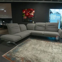 Ecksofa Calmo Stoff 13 Educa 93 Sitz Polyschaum M-Kufe Nickel Satiniert