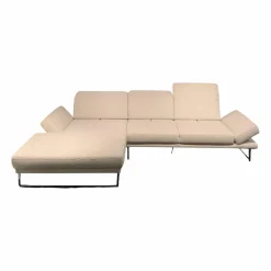 Ecksofa Camin Stoff Textilgewebe Easy Care White Weiß Kufengestell Metall Chrom Glänzend Verstellbar