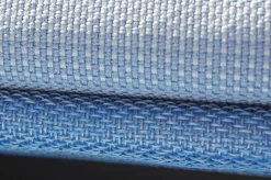 Ecksofa Canvas Stoff Brio Malva Bianco Blau Gestell Rostfreier Stahl Inklusive Kissen